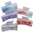 Rectangular Rainbow Color Transparent PVC Hairpin Kids Hair Clips