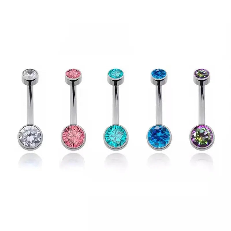 G23 Titanium 14G Belly Button Rings Zircon Highly Polishing Threaded Eyebrow Nails ASTM F136 Body Wholesale Belly Button