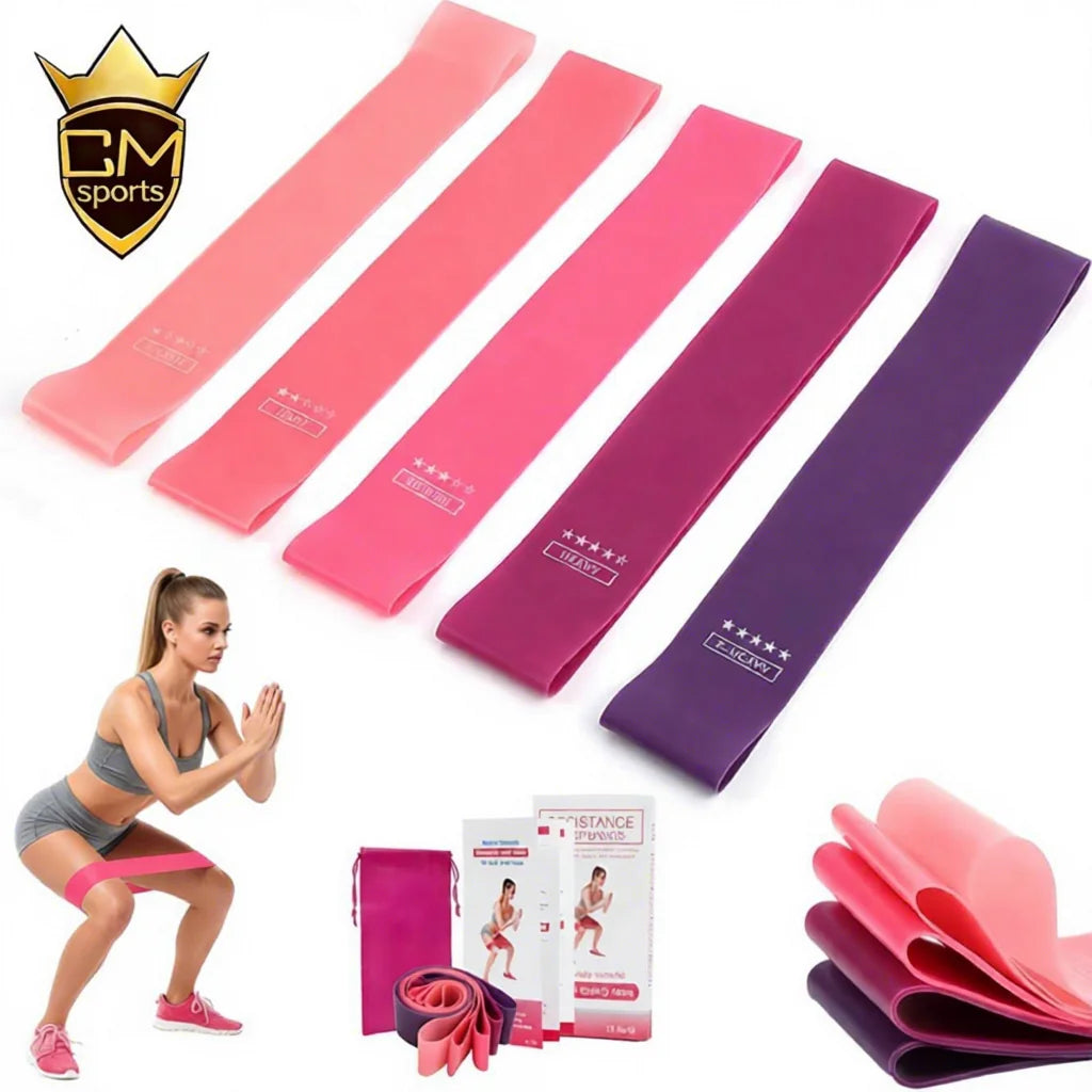 CHENGMO SPORTS 5 Pack Yoga Elastic Resistance Bands Set for Women Gradient Hip Circle Booty Resistance Bands Set of 5