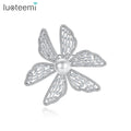 LUOTEEMIFashion Clothing Accessories Luxury Banquet Jewelry Pearl Zircon Flower Brooch Pin for Woman