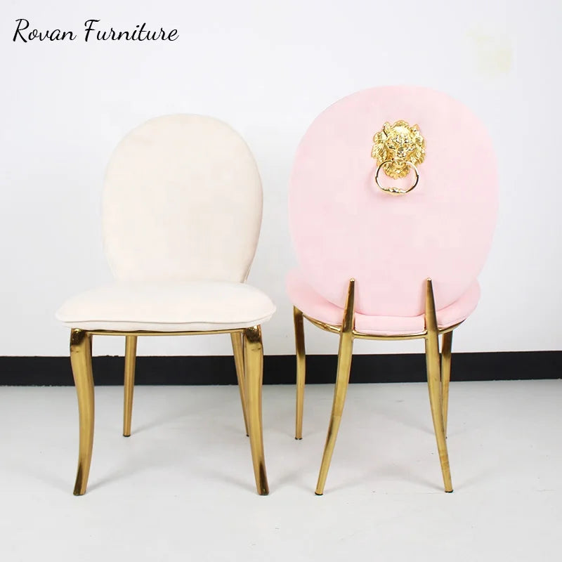 Wholesale Event Luxury Metal lion Stackable Banquet Chair Gold Color Dining Wedding Chair for Sale