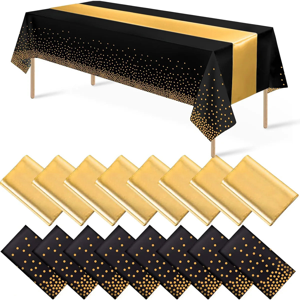 Modern Gold/Silver/Black Disposable Dot Design Metallic Emboss Tablecloth for Birthday and Weddings Tablecloth and Table Runner