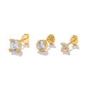 3 Pieces/Set 925 Sterling Silver Earring Set Flower Round Zircon Turquoise Stud Earrings for Women