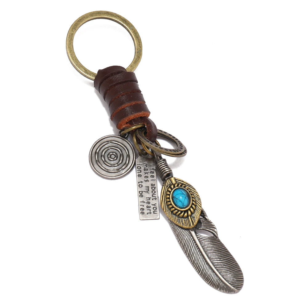 CXLP New Fashion Feather Pendant Keychain Accessaries Versatile Bag Pendant Fashion Key Rings Novelty Gifts for Men Women