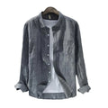 RNSHANGER Mens Cotton Linen Shirt Breathable Casual Solid Colors Loose Turn-down Collar Long Sleeve Button Shirts for Man