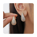 New Arrival Water Drop Earrings Cubic Zirconia Gold Plated Simple Geometric Chunky Stud Jewelry Fashion Earrings for Women