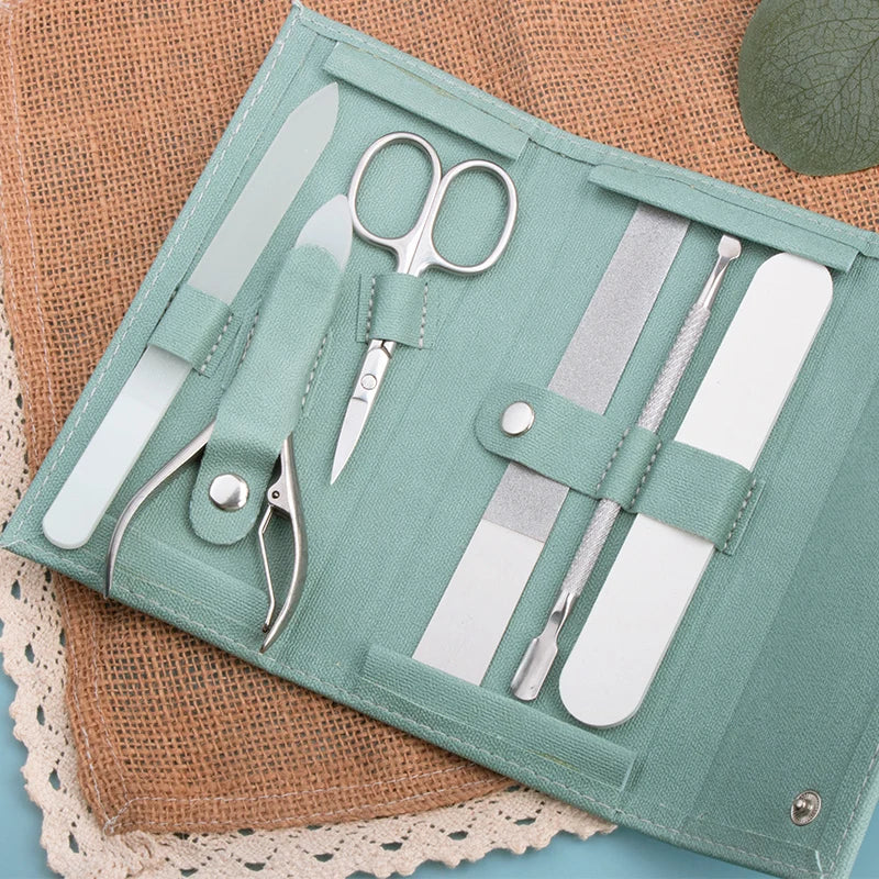 Professional Stainless Steel Manicure Pedicure Set with PU Leather Case Custom Logo Nail Care Kit
