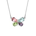 S925 Pendant Charm Chain Color Gemstone Butterfly 925 Sterling Silver Pendant Necklace for Women