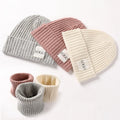 100% Merino Kids Wool Beanie Set With LOGO Custom Pure Wool Ribbed Knit Warm Winter Scarf Hat