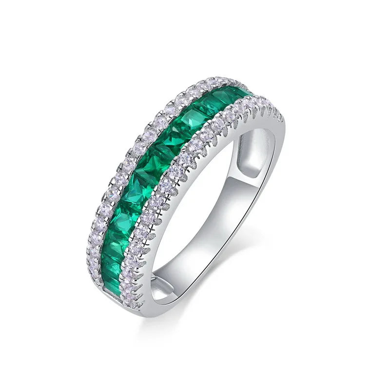 2025 Trendy Invisible Setting Lab-Grown Emerald Ring for Women | S925 Sterling Silver | Customizable Statement Jewelry