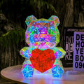 2022 New Product Ideas LED Light Teddy Bear Birthday Decoration Holographic PVC Film Colorful Bear Valentines Day Gift Plastic
