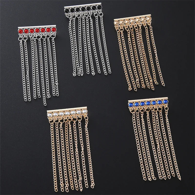 Classic Men's Tassel Brooch with Diamond-Embedded Alloy Material Stylish Fashion Accessory