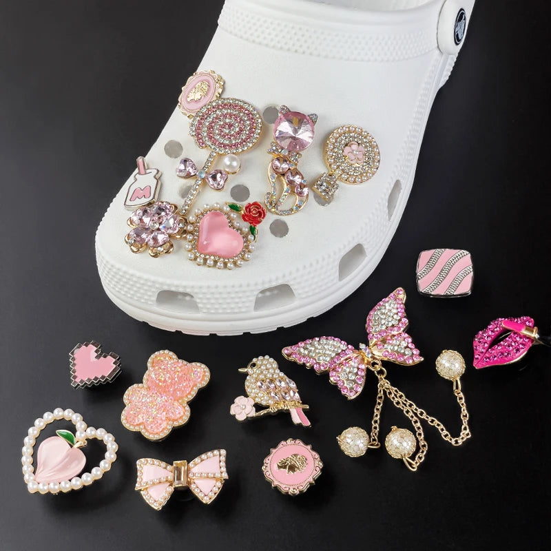 Customized Wholesale 2D Metal Diy Clog Sandal Accessories Silver Letter Alphabet Bling Buckle Shoes Decorations Shoe Charms