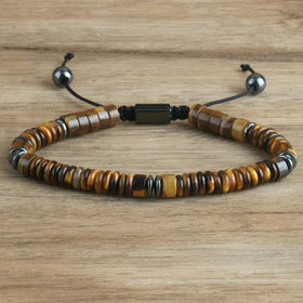 Gemstone Beaded Bracelet for Men Jewelry Bohemian Natural Stone Dainty Adjustable Tiger Eye Bracelet for Men Women