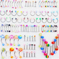 110 PCS/SET Body Jewelry Mixed Color Acrylic Piercing Kit Eyebrow Navel Belly Tongue Lip Nose Piercing