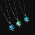 Luminous Light in the Dark Lotus Flower Shaped Pendant Necklace Hollow Flower Lockets Necklace for Women Jewelry Gifts (KN5409)
