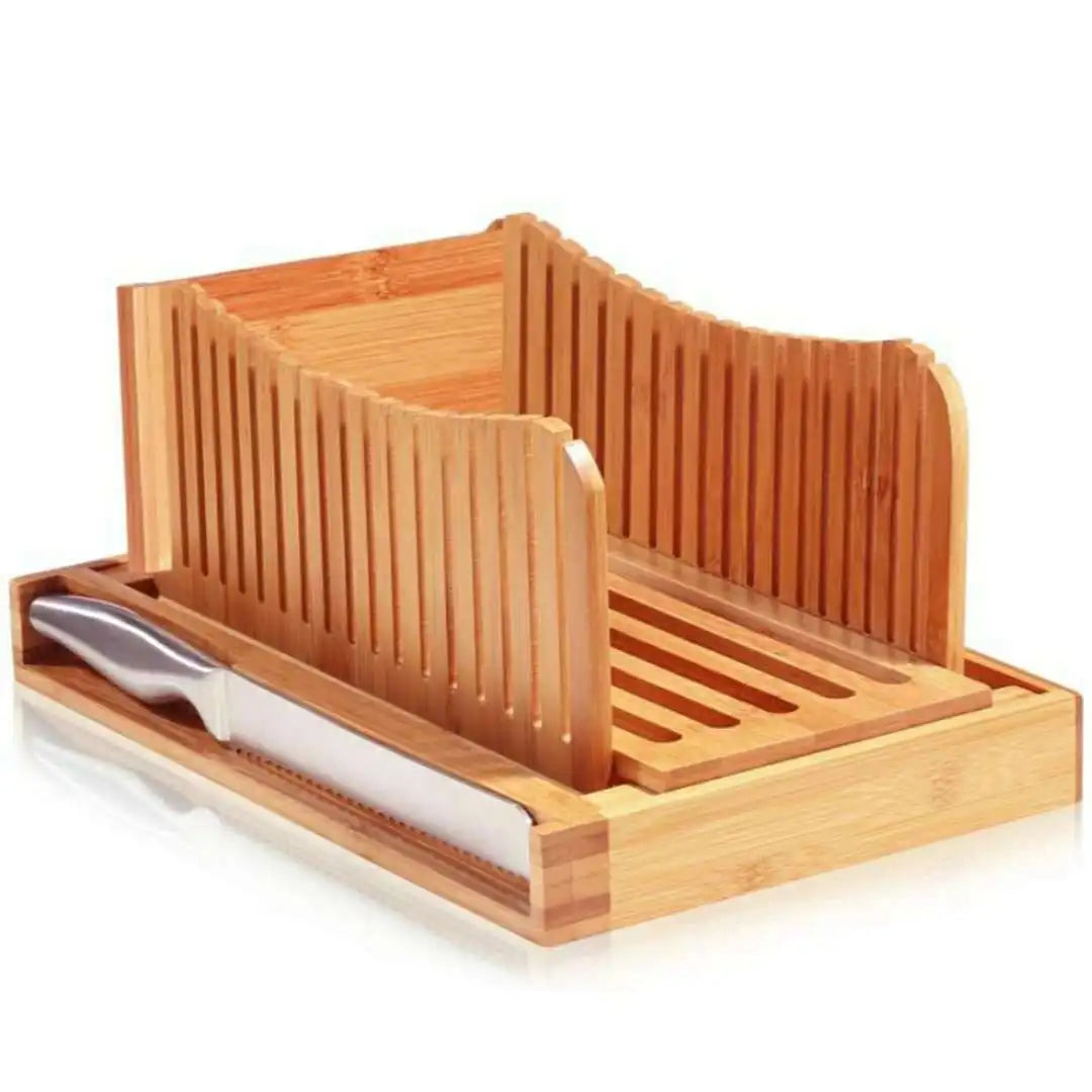 Bamboo Bread Slicer Foldable Rectangle Cutting Board Knife Set Eco-Friendly Baking Supplies Sustainable for Home Box