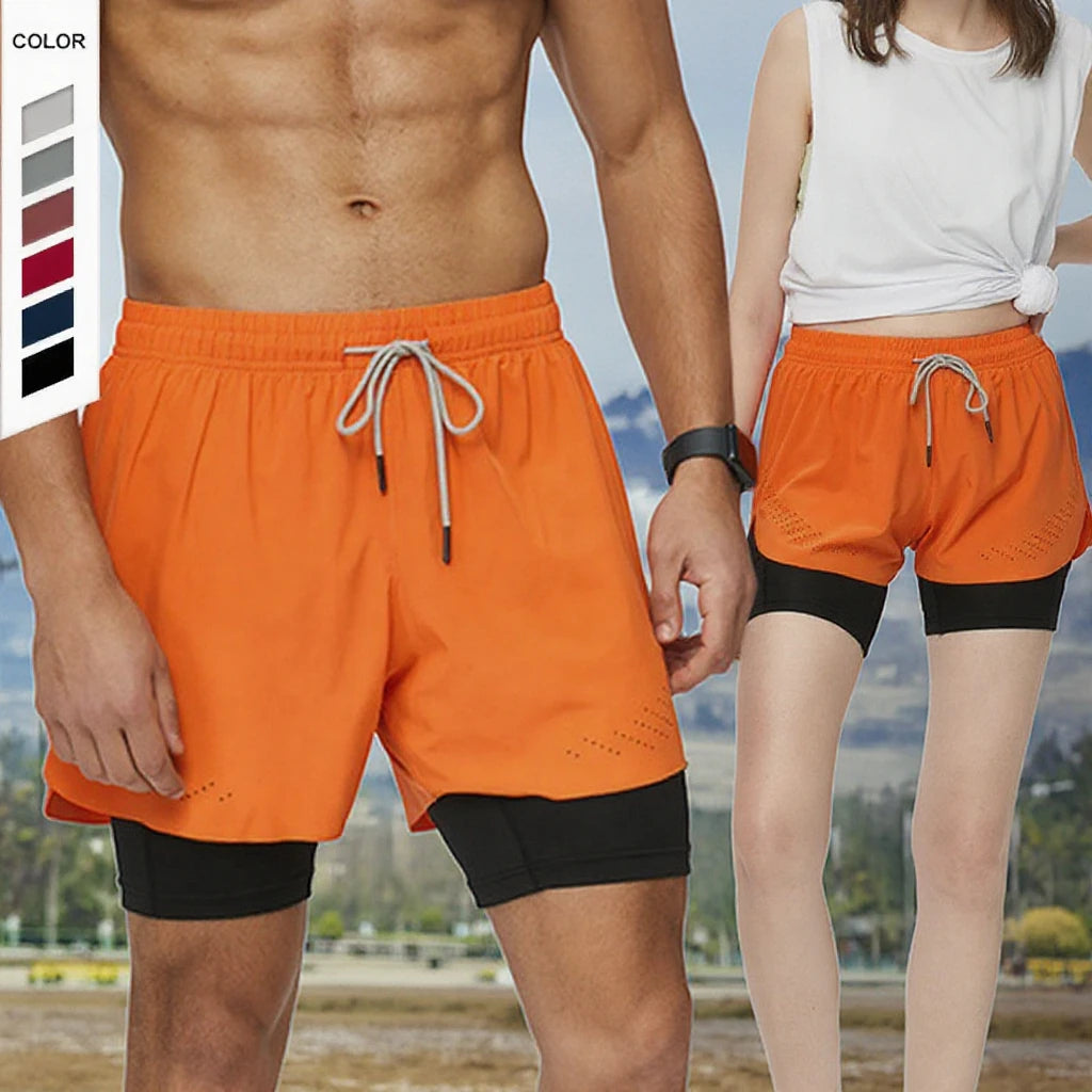 Logo Customized Men's Quick Dry Casual Elastic Waist Shorts Gym Running Sports Activewear Tight Mini 2 in 1 Shorts Spandex
