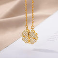 Lateefah Foldable Korea Gold Silver Pendant Necklace Creative Diamond Necklace Four Leaf Necklace for Women Girls