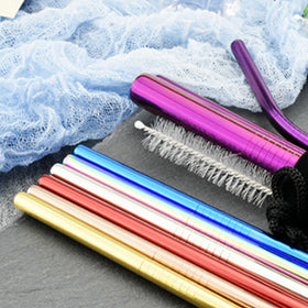 Factory Price 4pcs/Bag Reusable Drinking Straws with Bag Bar Party Accessory 304 Stainless Steel Sturdy 4pcs in 1 Drinks Straw