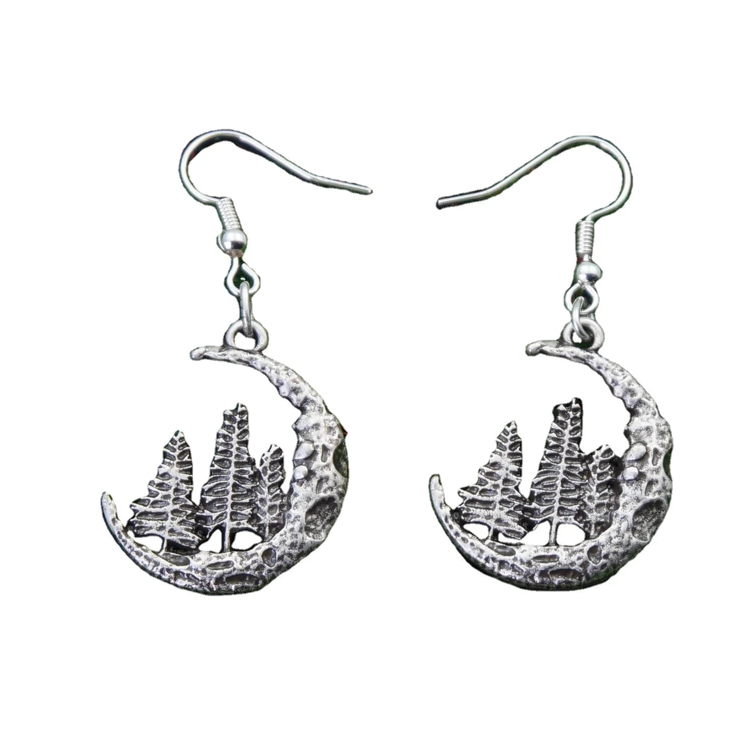 Simple Moon Tree Pendant Earrings Women Drop Earrings Gift