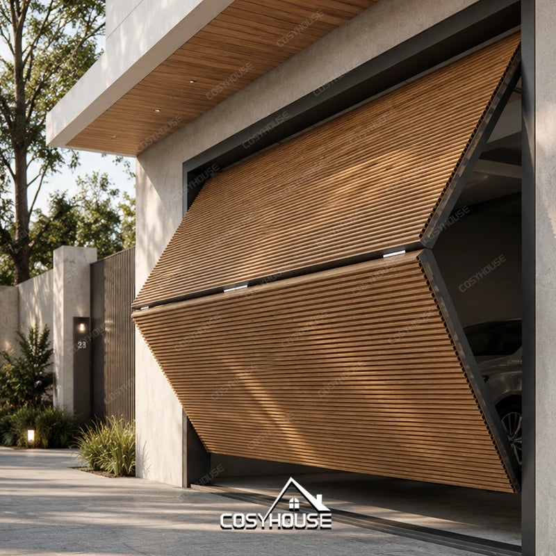 Architectural Fluted Aluminum Tilt up Garage Door with Wood Grain Finish