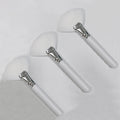 Custom Makeup White Super Soft Face Cleaning Peel Short Thick Fluffy Esthetic Goat Hair Fan Brushes for Facial