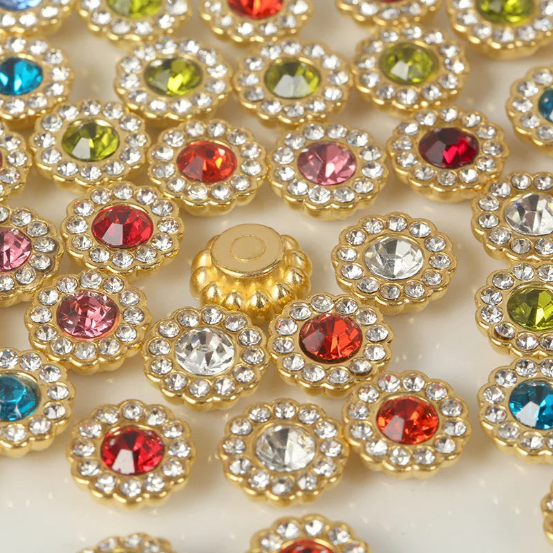 SINRONG Best-Selling Sew-On Ab Crystal Flatback Claws Loose Rhinestones Glass Flower for Stretch Clothes & Needlework