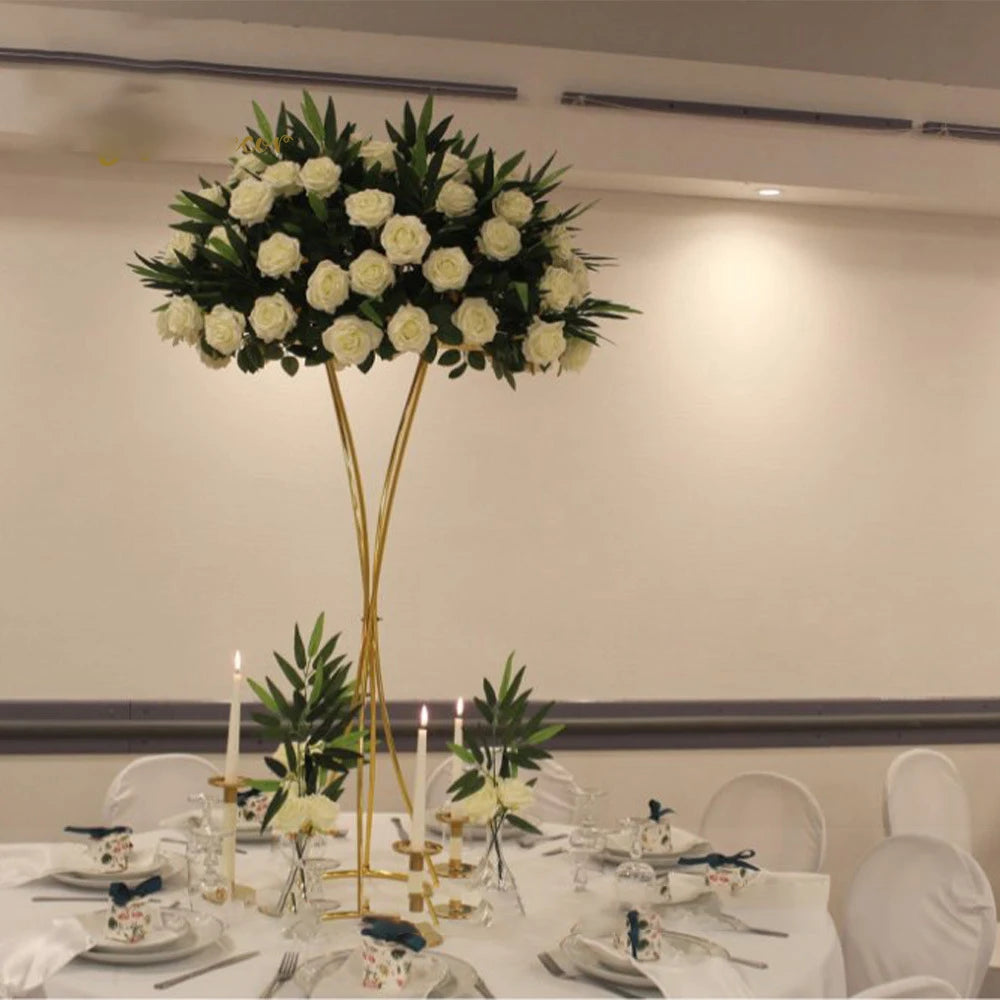 Y-Q084 Hardware Products Wrought Iron Flower Stand Table Gold Wedding Table Decoration Centerpieces