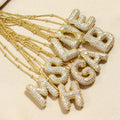 2024 Factory Directly Wholesale Copper Gold 26 Capital Initials Bubble Pendant Necklace Cubic Zirconia Balloon Letters Necklace