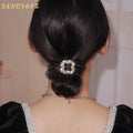 French Fashion New Style Girls Rhinestone Organza Hair Scrunchies Rubber Band Retro Elegant Temperature Hairband for Women