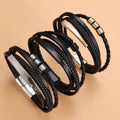 Men's Daily Fashion Multi-Layer Woven Leather Rope Bracelets Personalized Simple Woven Wristbands Popular Jewelry