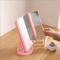 Tri-Fold Foldable Portable Lighted Vanity Mirror with 22 LED Lights Double-Sided 3X/2X/1X Magnification for Makeup