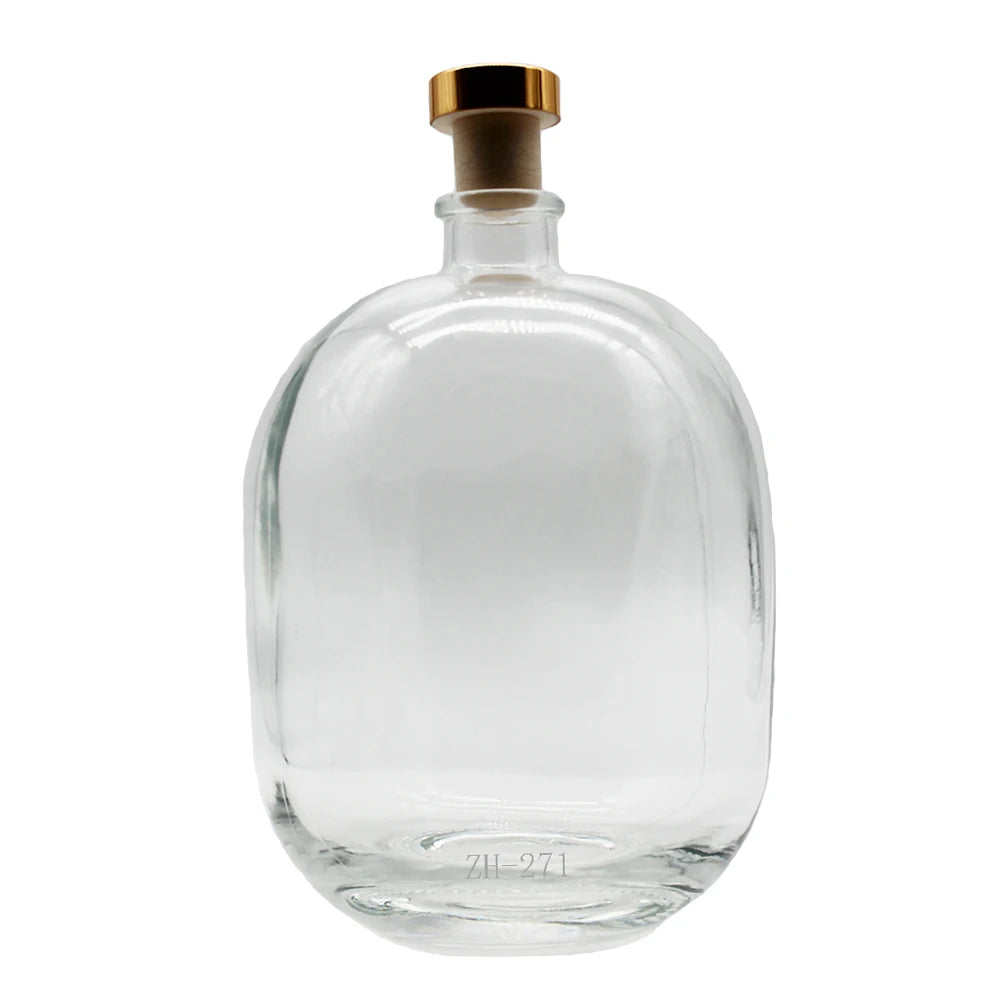 1000ml Beverages Glass Bottle Short Neck Round Ball Gin Glass Bottle Liquor