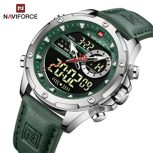 NAVIFORCE 9208 SGNGN Luxury Luminous Watches for Men LCD Digital Custom Logo Quartz Analog Wholesale Wristwatch