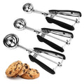 18/8 Stainless Steel 3Pcs Ice Cream Scoop Cookie Scoops with Trigger Release Custom Logo Eco-Friendly Baking Set