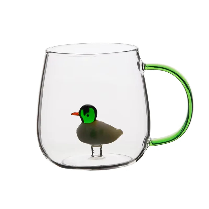 Handmade 3D Animal Sculpture Country Design High Borosilicate Glass Reusable Tumbler Decorative Handle 10-13 oz Keeps Drinks MegaBDM