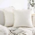 Top Finel Decorative Throw Pillow Covers With Pom-poms Soft Particles Velvet Solid Cushion Covers