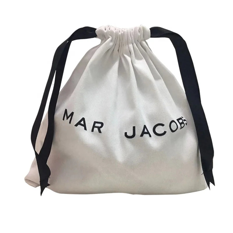 White Canvas Drawstring Bag Custom Logo Printed Dust Proof Personalized Cotton Bags Shoe Packing Pouch Clothing Storage Pouches