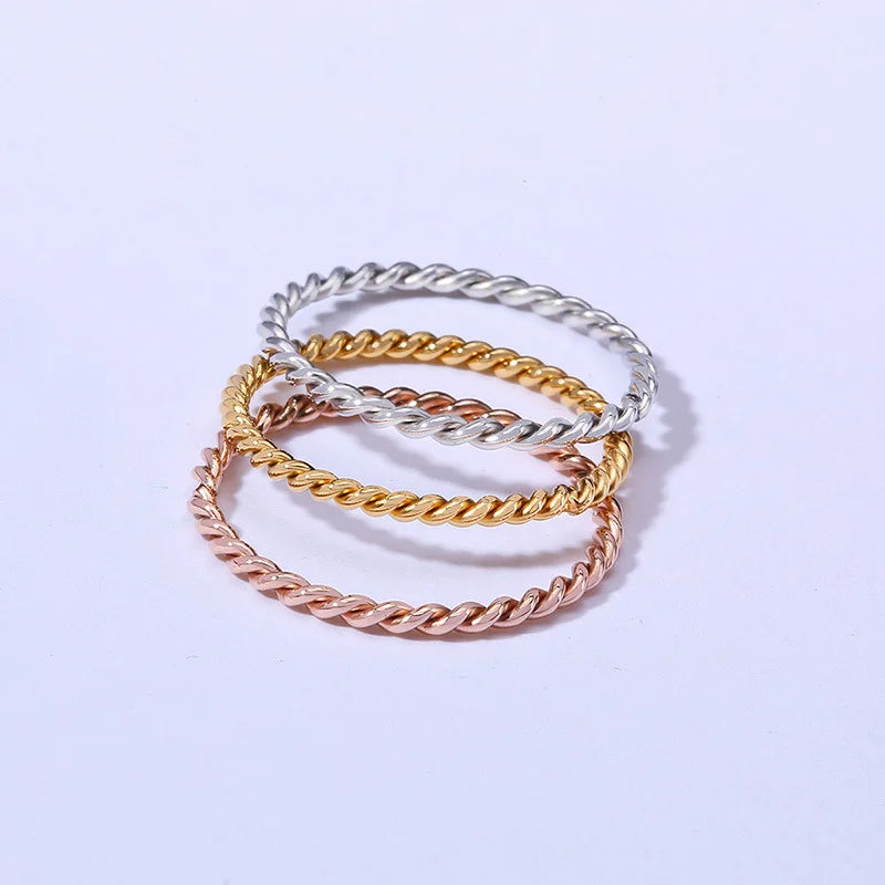 2025 Summer New Ins Trendy 18k PVD Gold Plated Stainless Steel Polished Vintage Palace Design Unisex Double Twist Ring