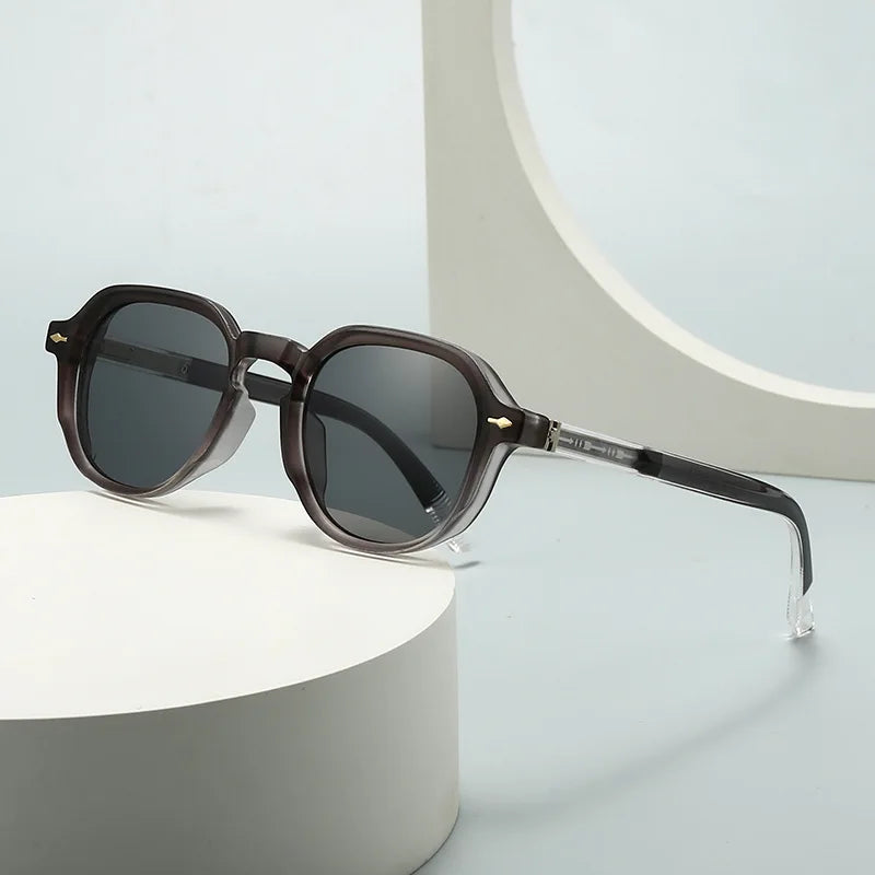 2026Vintage Polygon Sun Glasses Trendy Eyewear Square Women Gradient Shades Silver Gray Women Gradient Rice Nail Sunglasses
