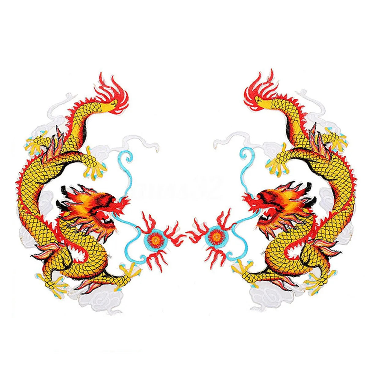 1 Pair Chinese Dragon Embroidered Patches Animal Sew or Iron on Clothing Garment Patches Applique