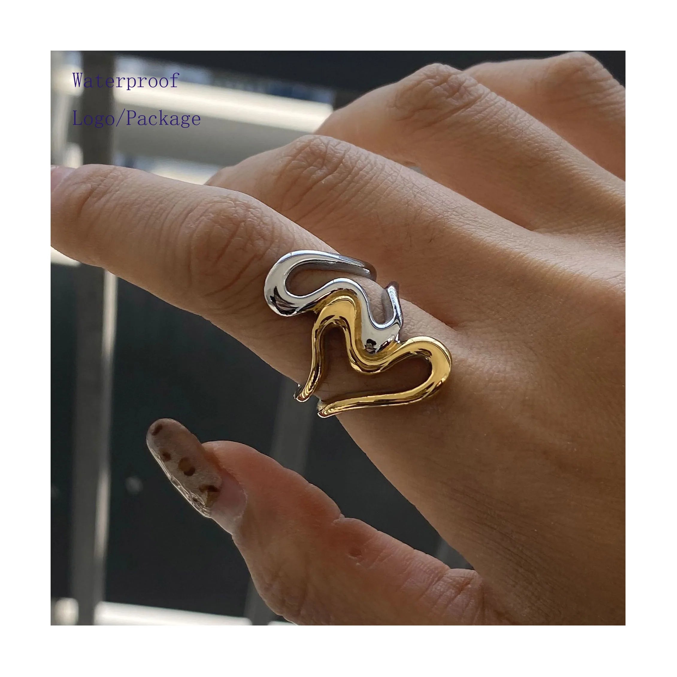 ERESI Non Tarnish Stainless Steel Double Heart Love Hollow Minimalist Ring Chic 18K PVD Plated Fashion Jewelry Ring for Women