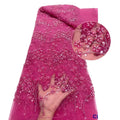Luxury High Quality 3D Eco-Friendly French Lace Soft Sequin Bead Fabric Customizable Color 5 Yards for Women's Elegant Party