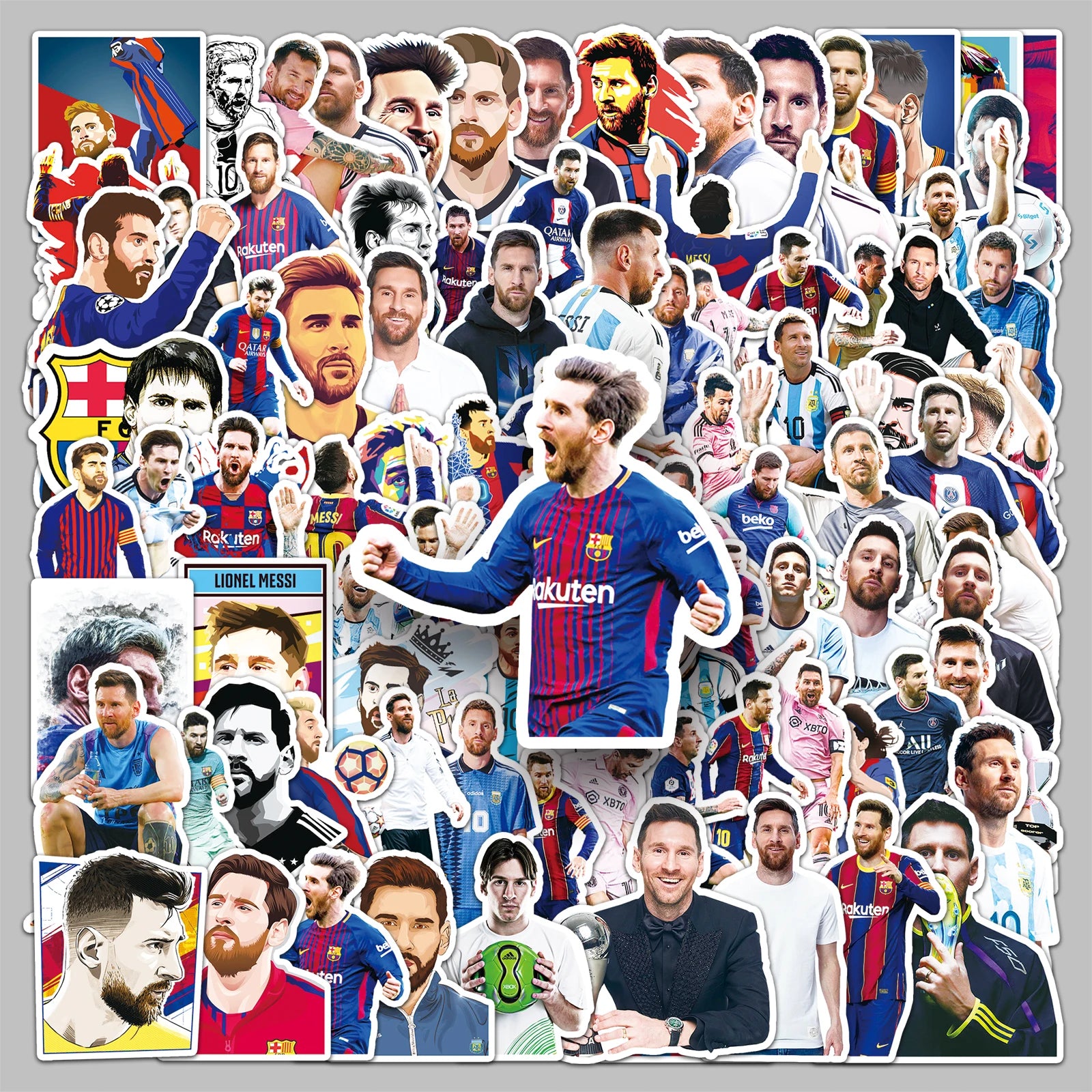 101PCS Hot-selling Cool Personality Cool Star Lionel AndrÃ©s Messi Sticker Charging Pencil case Computer Desk Sticker