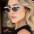 Custom Logo 2025 Fashion Luxury Metal Frame Rhinestone Party Sun Glasses Full Crystal Cat Eye Sunglasses Women