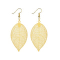 Metal Hollow Leaf Earrings Women Fashion Personality Dangle Earrings