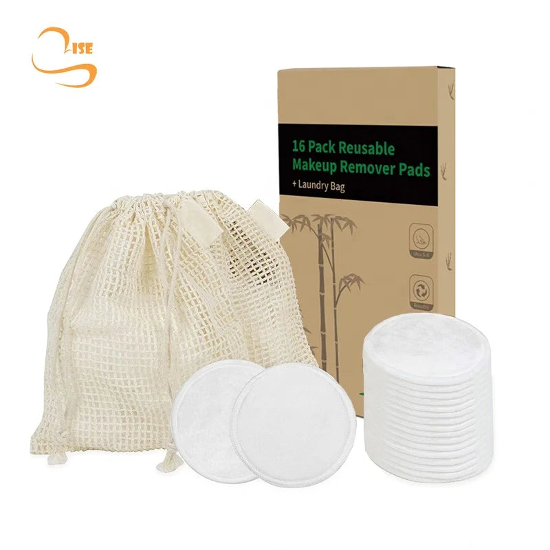 Hot Sales 3.15" Round Eco-friendly Bamboo Terry Face Cleansing Pads All Skin Soft Reusable Makeup Wipes Remover Private Label