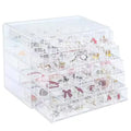 120 Grids Transparent Jewelry Organizer Large Capacity Earring Holder Case Ring Clear Acrylic Jewelry Storage Box with 5 Drawers