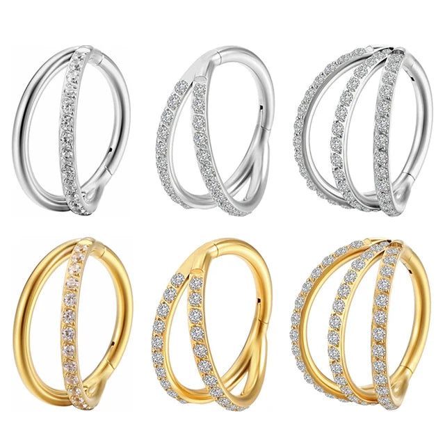 16G ASTM F136 Titanium Nose Rings Hinged Segment Ear Cartilage Tragus Earrings Helix Hoops Septum Clicker Body Piercing Jewelry